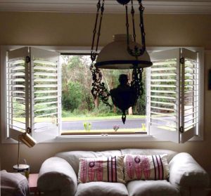 Bifold plantation shutters partially open 1 Trackless Bi fold plantation shutters partially open (NewtonDIY7)