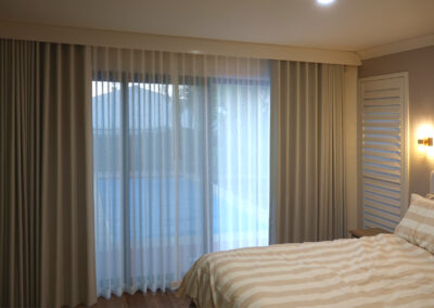 Plantation Shutters combined with S-Fold Curtains by DIY Shutters